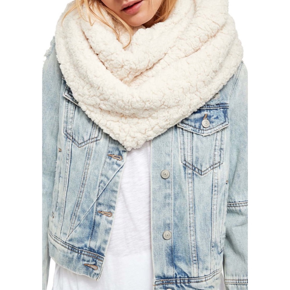 Free People cream sterling cloud nine circle scarf
